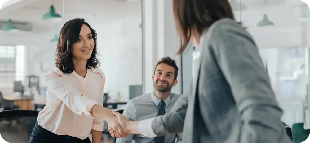 independent living people shaking hands